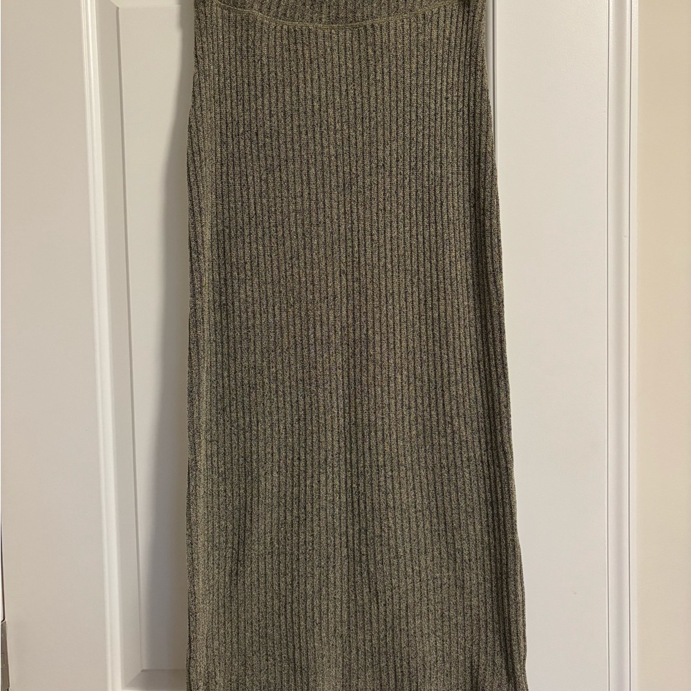 Arket Ribbed Maxi Skirt Green/Grey S